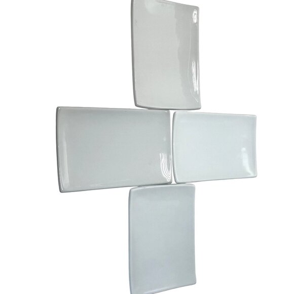 Set Of 4 Pier 1 White Porcelain Sushi Plates 8"x5.5" Heavy Rectangular - Picture 6 of 6
